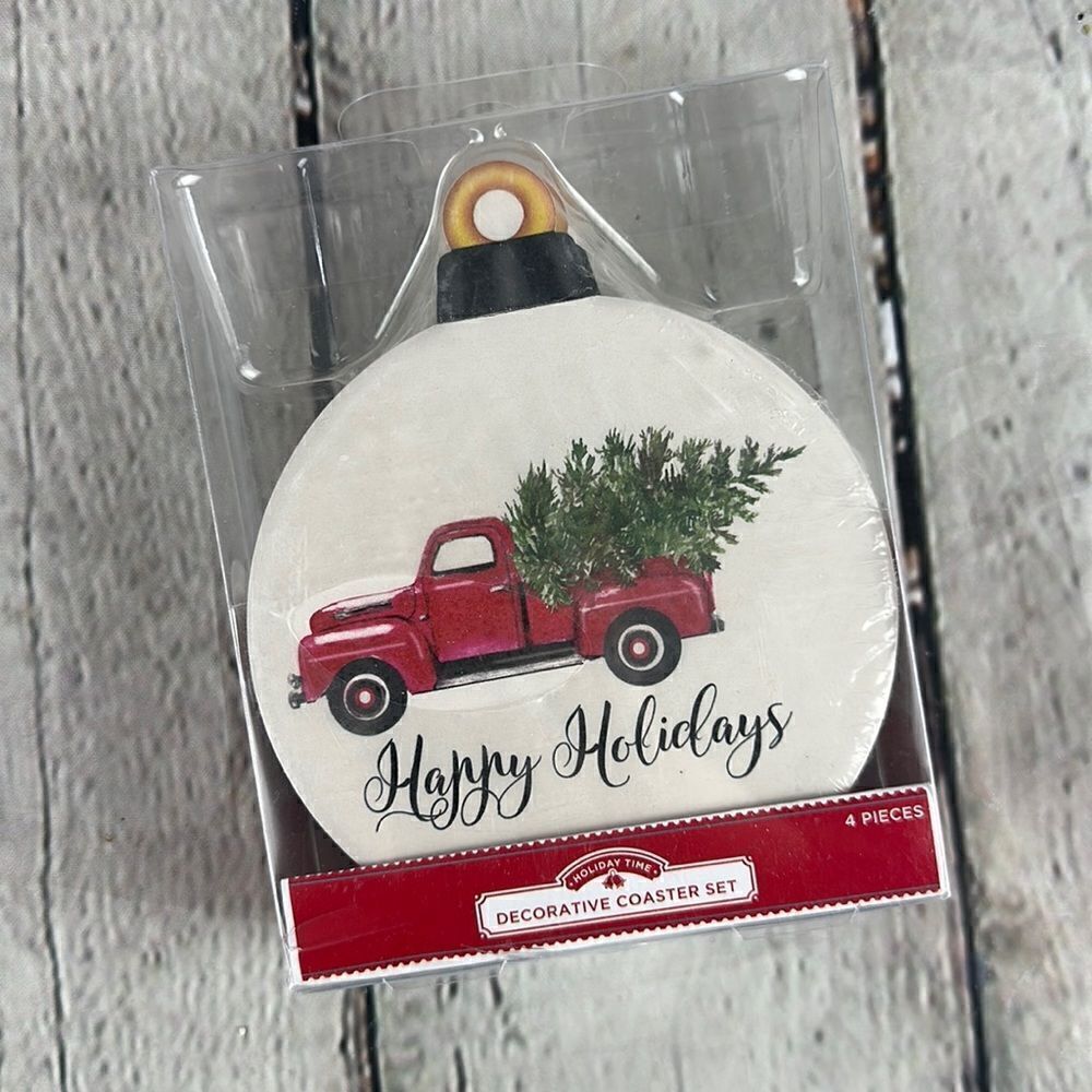 Holiday Time Decorative Coaster Set NWT